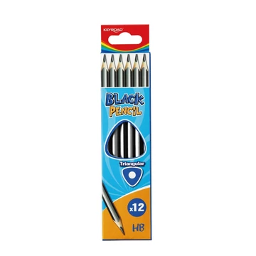 Grafitceruza HB, háromszögletű 12 db/bliszter Keyroad Black