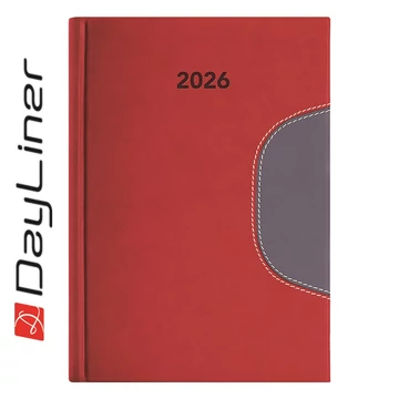 Határidőnapló Memphis B5 heti, fehér lapokkal piros-szürke Dayliner 2026.