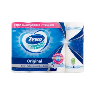 Háztartási papírtörlő kéztörlő 2 rétegű 4 tekercs/csomag Wish&amp;Weg Original Zewa fehér