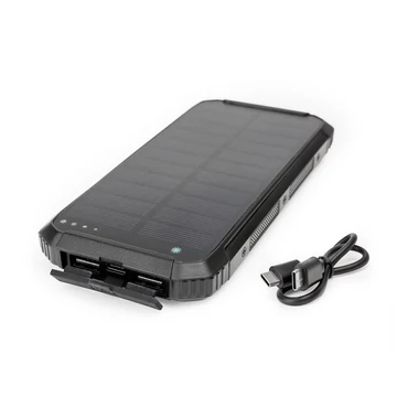 Powerbank napelemes 15W 2X USB-A + USB-C Platinet fekete
