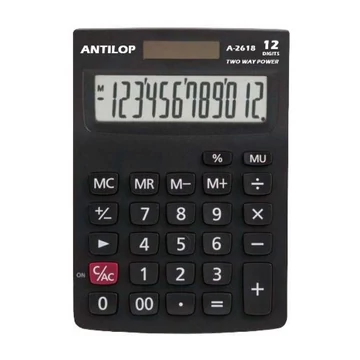 Számológép asztali 12 számjegy nagy, döntött kijelző Antilop A-2618