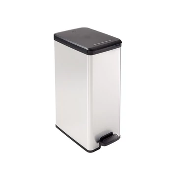Szemetes kuka pedálos fémhatású műanyag 40 literes "Slim Bin" Curver fekete/ezüst