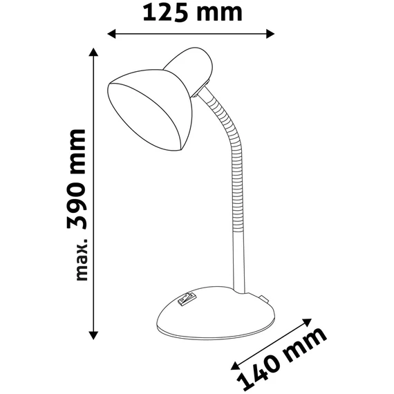 Asztali lámpa, Basic Simple, max. 40W, AVIDE, fekete