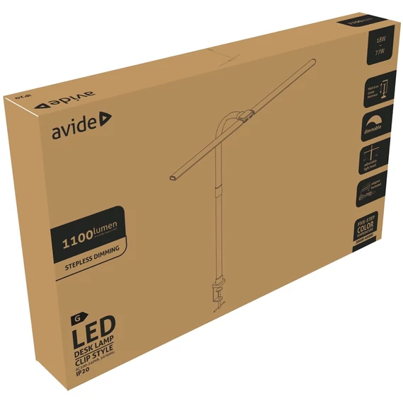 Asztali LED lámpa, duplafejű, 18W, AVIDE, fekete