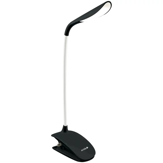 Asztali LED lámpa, csiptethető, 1,5W, 6400K, AVIDE, fekete