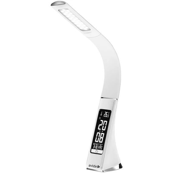 Asztali LED lámpa, Luna, kijelzős, 6W, 6400K, AVIDE, fehér