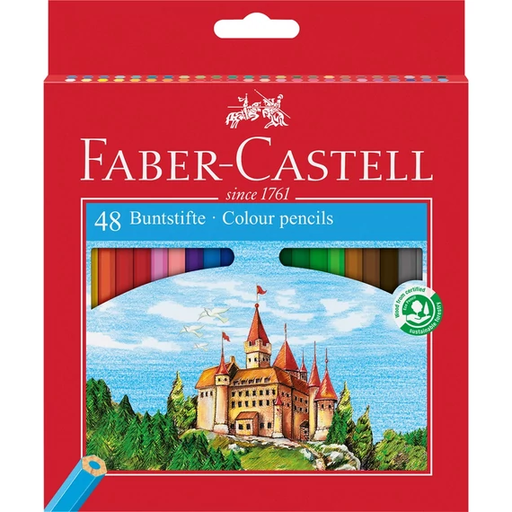 Színes ceruza készlet hatszögletű kastélyos Faber-Castell 48klf. szín