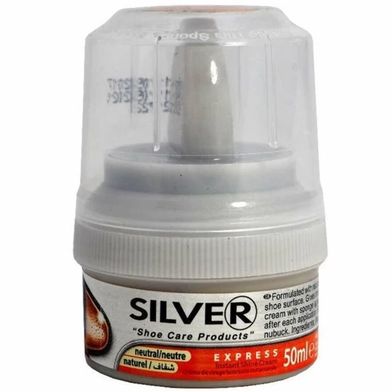 Cipőtisztító krém tégelyes 50 ml szivacsos Silver fekete