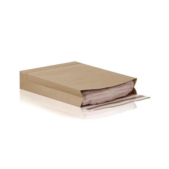 Csomagküldő webshop tasak 350x450x80mm, erős kraft papírból 200 db/doboz, E-green barna