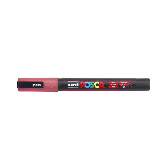 Dekormarker 0,9-1,3mm, Uni-Posca PC-3ML csillámló piros