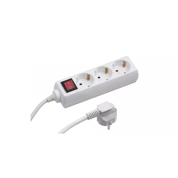 Elosztó három csatlakozós, kapcsolós 1,5m kábellel asztali 16A max. 3500W