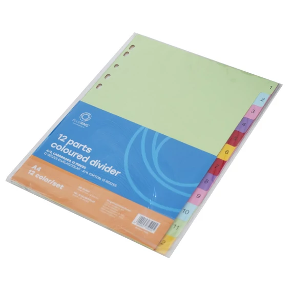 Elválasztólap, színes karton 12 részes Bluering®