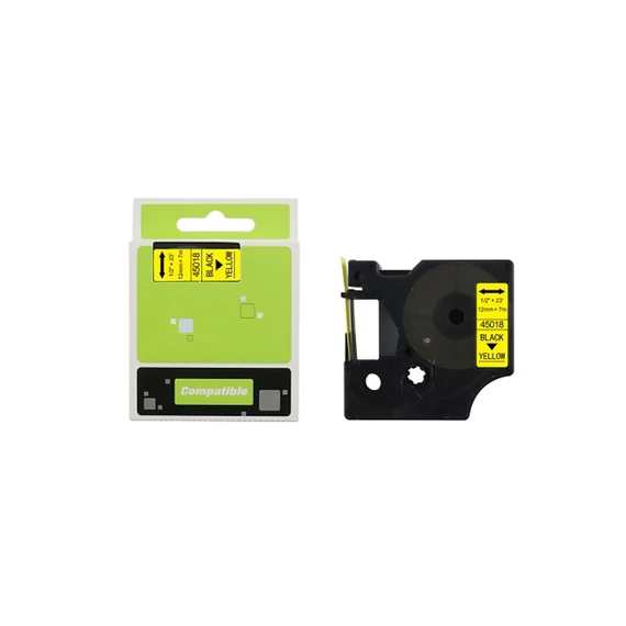 Feliratozógép szalag kompatibilis Dymo D1 S0720580/45018 12mmx7m ECO fekete/sárga