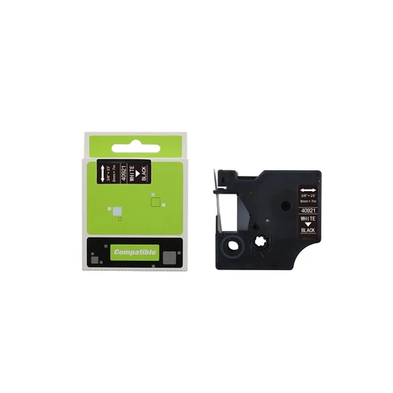 Feliratozógép szalag kompatibilis Dymo S0720610/40921 9mmx7m ECO fekete/fehér