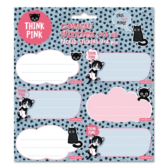 Füzetcímke (3*6 db) Ars Una THINK-PINK (5285) 23