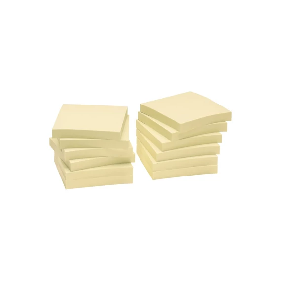 Jegyzettömb öntapadó, 75x75mm, 12x100lap, újrahasznosított 5654-11 Info Notes, sárga
