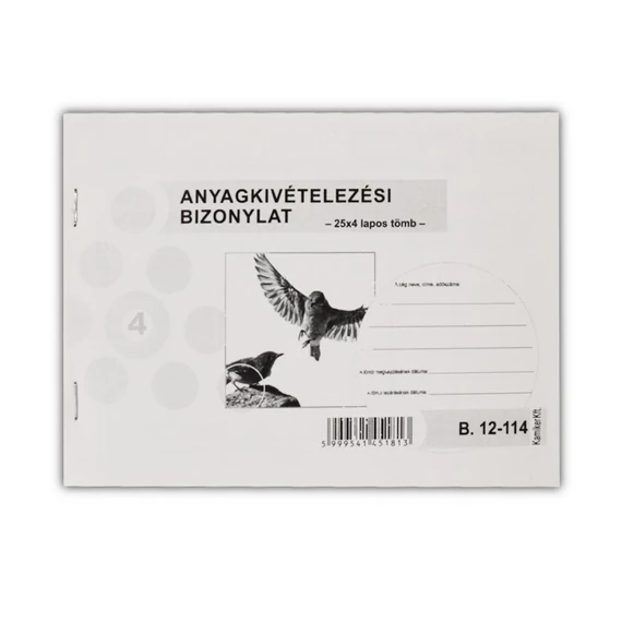 Készletkivételezési bizonylat A5, 25x4lapos 8 tételes B.12-114 Bluering®
