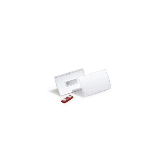 Névkitűző 90x54mm, mágnessel, 10 db/csomag, Durable Click Fold áttetsző