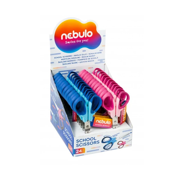 Olló 21cm, hegyes, ergonomikus, iskolai, Nebulo