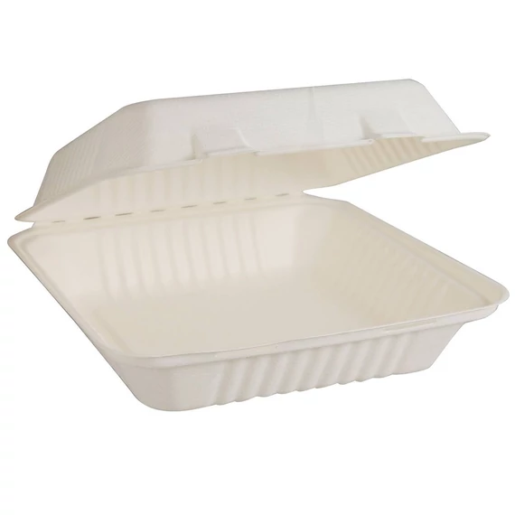 Papírdoboz ételes 22,86 x 15,24 x 8,12 cm komposztálható cukornád 125 db/csomag natúr