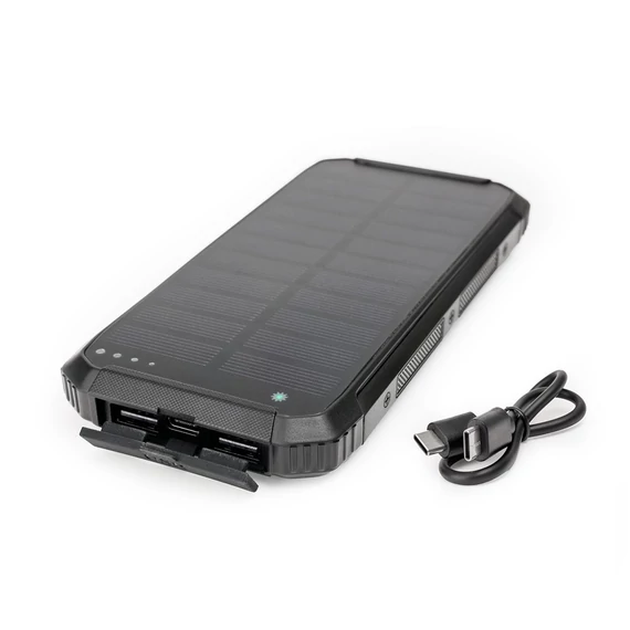 Powerbank napelemes 15W 2X USB-A + USB-C Platinet fekete