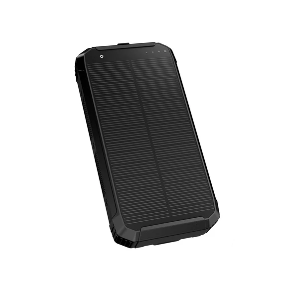 Powerbank napelemes 15W 2X USB-A + USB-C Platinet fekete