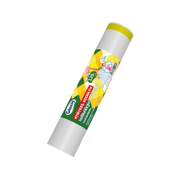 Szemeteszsák zárószalagos 120 liter 60 x 100 cm 10 db/tekercs Glossy átlásztó