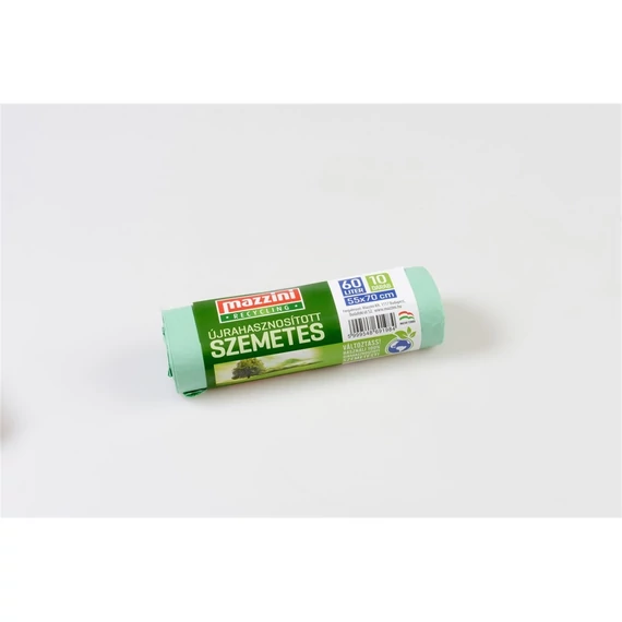 Szemeteszsák újrahasznosított 60 liter 55 x 70 cm 10 db/tekercs Mazzini_zöld