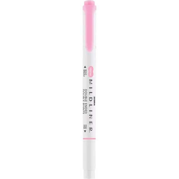Szövegkiemelő 1,0/3,5 mm, kétvégű, Zebra Mildliner Fluorescent, rózsaszín