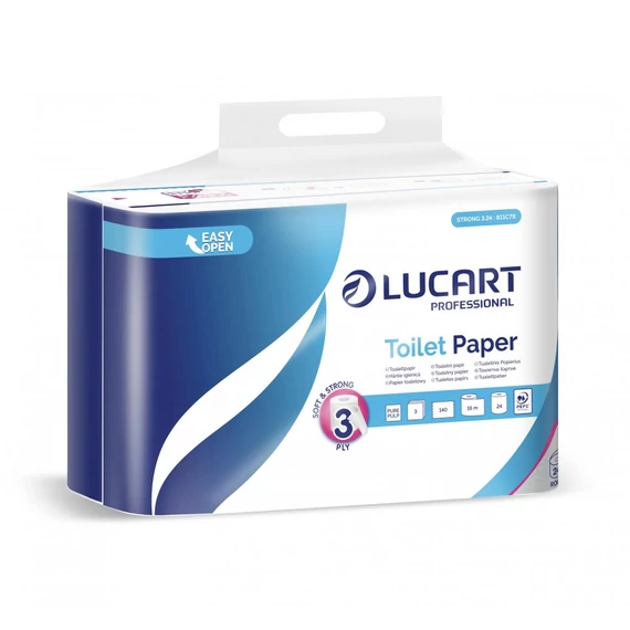 Toalettpapír 3 rétegű kistekercses 100 % cellulóz 140 lap/tekercs 24 tekercs/csomag 3.24 Strong Lucart_811C78P hófehér