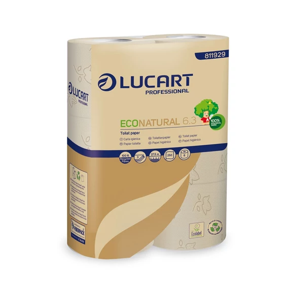 Toalettpapír 3 rétegű 250 lap/tekercs 6 tekercs/csomag EcoNatural Lucart 6.3_811929D havanna barna