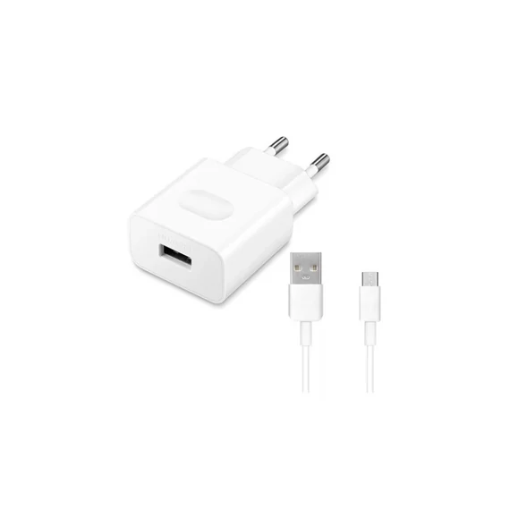 Töltő hálózati HUAWEI USB aljzat (18W, gyorstöltő + C02450768A microUSB kábel) fehér