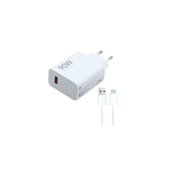 Töltő hálózati XIAOMI HYPERCHARGE COMBO USB aljzat (90W, gyorstöltő + Type-C kábel) fehér