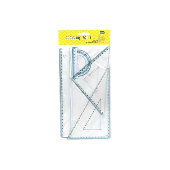 Vonalzókészlet, 30 cm egyenes vonalzó, szögmérő, 45° 16 cm és 60°, 23 cm háromszög vonalzó, 4 db/bliszter Educa