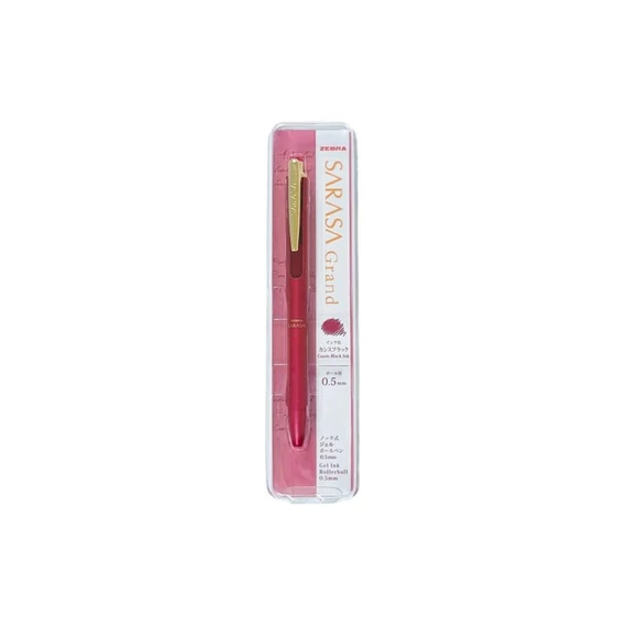 Zseléstoll 0,5mm, exkluzív gravírozható borvörös fém test, új klipsz Zebra Grand Sarasa, írásszín kék