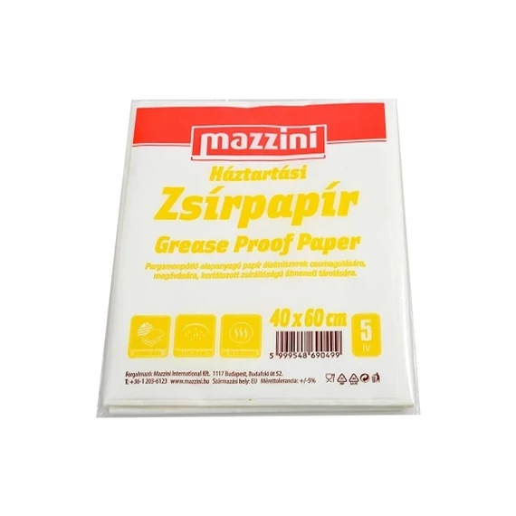 Zsírpapír íves 40 x 60 cm 5 ív/csomag Mazzini