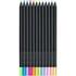 Színes ceruza készlet háromszögletű BLACK EDITION Faber-Castell neon+pasztell fekete test 12klf. szín